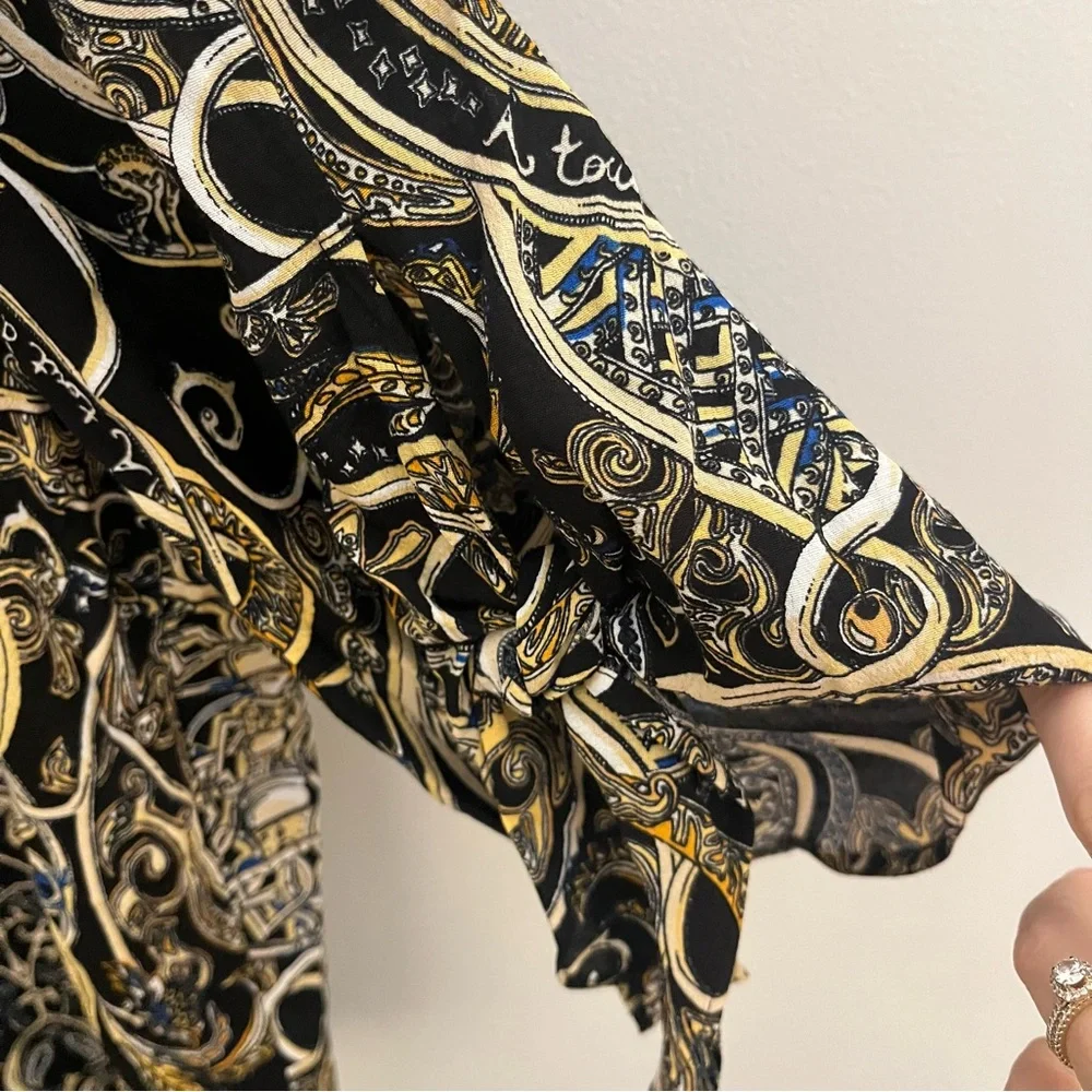 H&M Baroque Print Blouse | Statement Sleeve Top - Picture 3 of 7